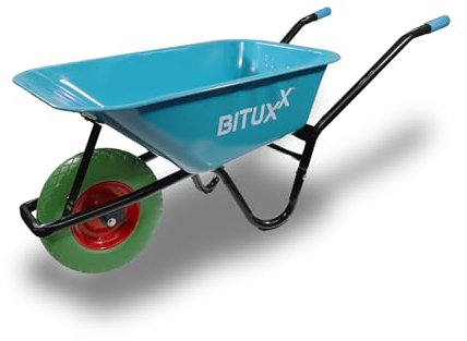 BITUXX Schubkarre 100L Schubkarren Schiebkarre Groß Scheibtruhe Bauschubkarre Blau mit PU Vollgumi Rad Grün bis 250kg