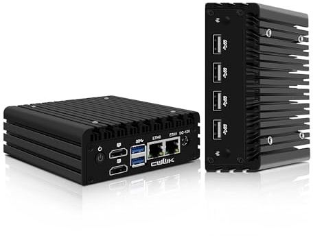 CWWK X86-P6 N150 Mini PC Fanless (Upgraded N100), Firewall Appliance Mini Computer, 2 x i226-V 2.5GbE LAN, OPNsense Micro PC DDR5 16GB RAM 128GB NVMe SSD, 2-Display (4 x USB2.0)