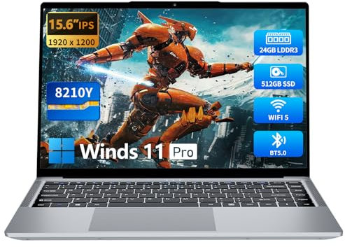 KUMNOSAL 2025 Gaming Laptop,15.3 Inch Laptop,FHD IPS 1200p Screen,Gaming Laptop i5-8210Y(Up to 3.6GHz) for 24GB RAM 512GB SSD,180 Angle Open WiFi 5 HDMI UHD Graphics Traditional Laptops