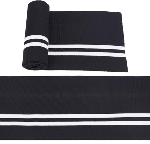 FREEBLOSS 2 Stück Schwarzer Elastischer Rippenstoff Für Ausschnitt Und Kragenbesatzmanschetten Dehnbarer Polyester Strickstoff Für Jacken Pullover Manschetten 1.3 Yard Nähen Und DIY Bekleidung
