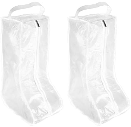 TIXIPEM 2PCS Tall Boot Storage Carry Bags Plastic White with Handle | Waterproof, DustProof, for Travel & Daily Use, Clear Shoe