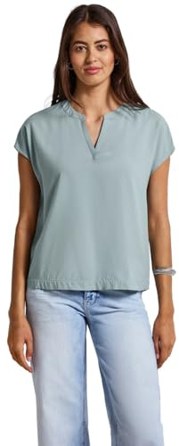 Street One Split Neck Bluse in Unifarbe