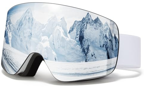 VCOROS Skibrille OTG für Unisex YH227 Snowboard Brille für Ski | Skibrillen mit Anti-Rutsch Kopfband UV-Schutz Anti-Nebel Ski Goggles Vollständig Plattiertes REVO Einstellbare für Skifahren