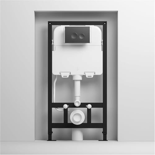 MEJE # MZE014P Spülkasten Vorwandelement mit Dual-Flush-Betätigungsplatte, weiß (kompatibel mit #MZE014P wandhängendes Smart-WC)
