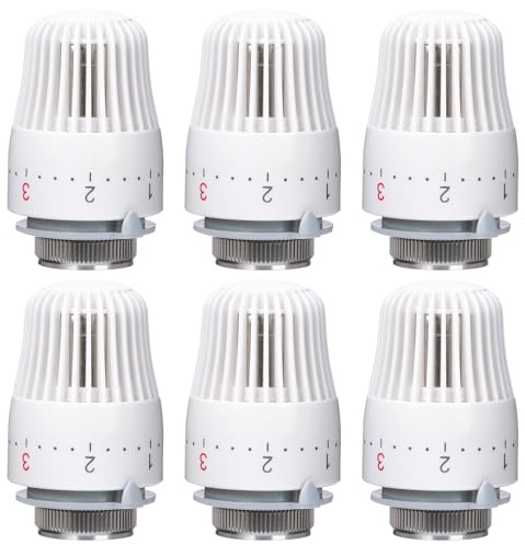 Valve Technik Thermostatkopf Heizkörperventil für Gewinde M30x1.5 (6 Stück) | Thermostat Heizung, Thermostat-Kopf Ersatzkopf Heizungsthermostat Heizkörperthermostat für Zuhause Büro