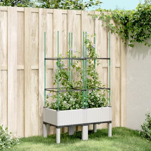 Frdhee Pflanzkübel Kunststoff Groß, Pflanzkübel mit Rankgitter Weiß 80x40x142, 5 cm PP für Garten, Terrasse, Balkon und Wohnräume