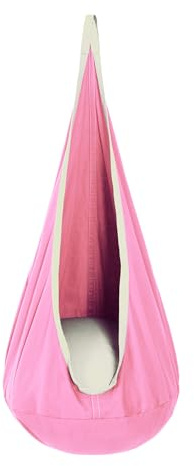 cossy Pod Swing Seat Chair, Portable Hammock Chair with Inflatable Cushion, Cotton Swing Chair for Indoor and Outdoor Use, Pink