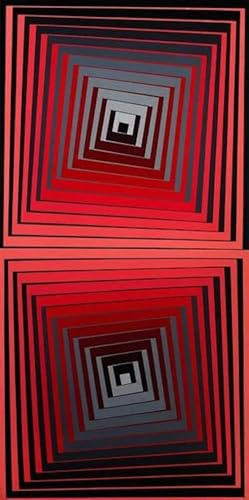 XZSFD NBGEA Victor Vasarely Poster《Symmetrische Erweiterung》Abstrakte Wandkunst Bild Farbdrucke Victor Vasarely Leinwandmalerei für Wohnkultur 40x80cm ungerahmt