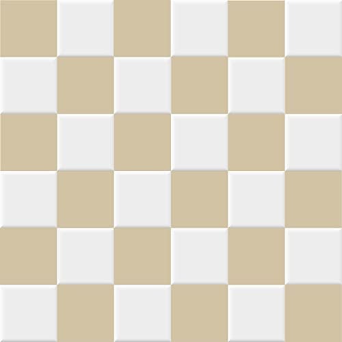 INDIGOS UG Fliesenaufkleber Fliesen - 20x20 cm - Beige Weißes Karomuster im Retro Design - Selbstklebende Fliesenfolie für Küche Bad WC - Kachelaufkleber für Fliesenspiegel und Wandgestaltung