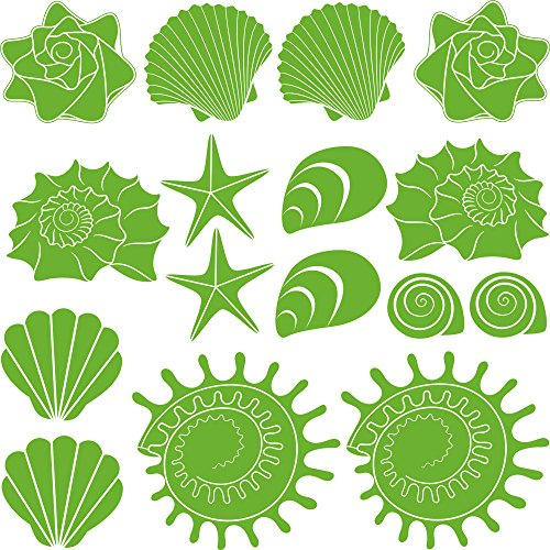 GRAZDesign Wandtattoo Bad Muschel & Meer Set Wandaufkleber Maritime Deko wasserfest - 063 lindgrün