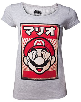 Super Mario T-shirt Propaganda Mario Women's Grey-L