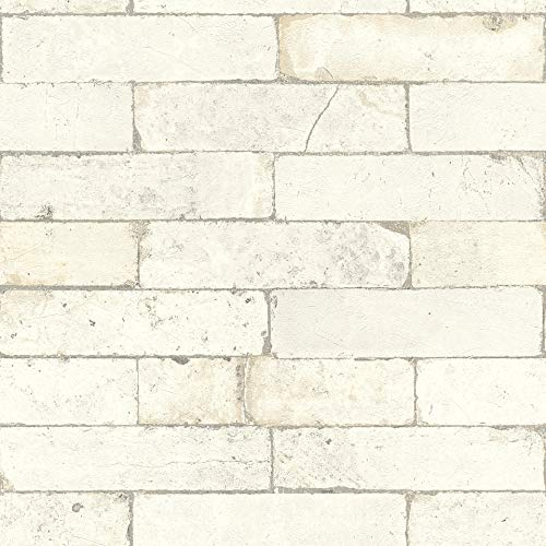 Rasch Tapeten 446319 Vliestapete in Heller Stein-Optik – 10,05m x 53cm (L x B) Vlies Tapete Rasch Kollektion Factory III, Weiß, 10,05 x 0,53