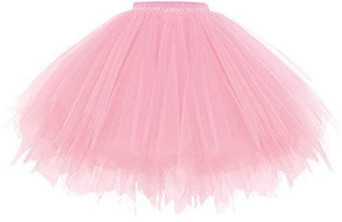 Gardenwed Tüllrock Petticoat Kurz Tutu Minirock Retro Unterrock Ballet Tanzkleid 2021 Neujahr Festliche Partykleid Tutu Schwingen Rockabilly Damenrock Tüllrock in Rosa Pink M