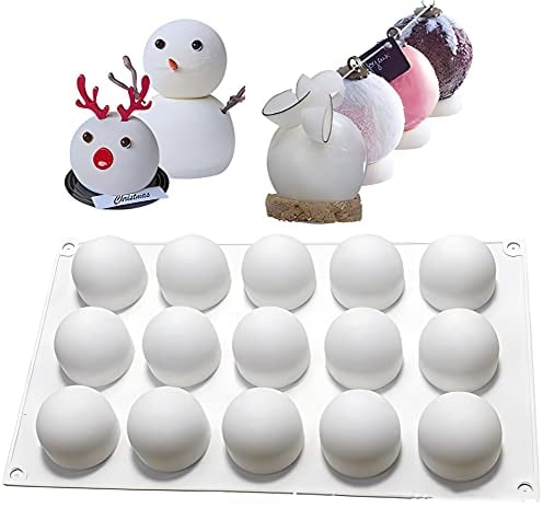 DUBENS Silikonform mit 15 Ball Eiswürfelform, runde Kugel Silikon Backform/Muffinform für Muffins, Kuchen, Pudding, Eiswürfel, Schokolade, handgefertigte Seife