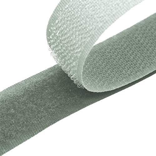25m Klettband zum Nähen 20mm Flausch- & Hakenband 50 Farben Klettverschluss, Größe:20mm, Gurtband:336 grau