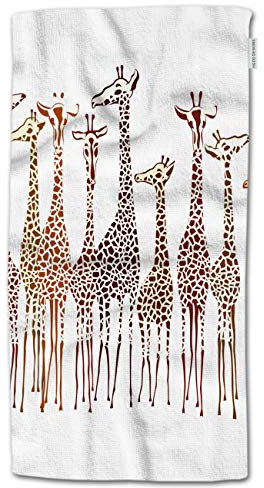 HGOD DESIGNS Giraffen-Handtücher mit Tiermotiven, niedlich, wild, Cartoon, Afrika, Safari, hohe Gruppe, Punkte, Zoo, weiches Handtuch für Badezimmer, Fitnessstudio, dekorative Handtücher 38.1x76.2 cm