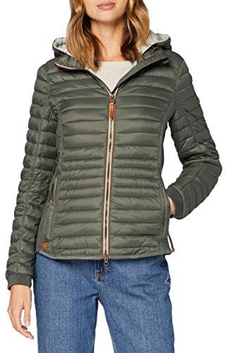camel active Damen leichte Steppjacke mit Abnehmbarer Kapuze Khaki, womenswear-46