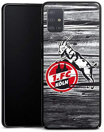 Hard Case kompatibel mit Samsung Galaxy A51 Schutzhülle schwarz Smartphone Backcover 1. FC Köln Holzoptik Offizielles Lizenzprodukt