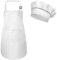 Niños Delantal y Gorro de Cocinero, Ajustable Infantil Delantales de Chef con Bolsillos para Niñas, Niñito Delantales de Cocina para Hornear Cocinar Pintura Artesanía (M para 3-6 Años) (Blanco)