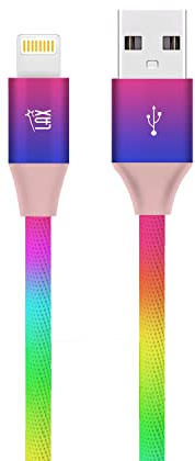 LAX Gadgets USB A to Lightning Cable - Apple MFI Certified Rainbow Lightning Cable Fast Charging Cable for Latest iOS Including iPhone,iPad, iPod & More, 4 FT