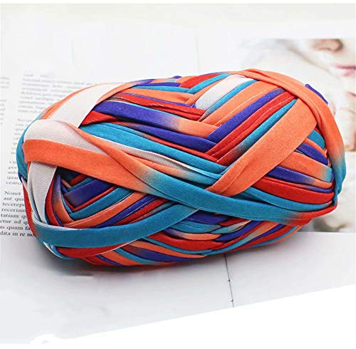 1 PCS Buntes T-Shirt Garn Strickgarn Stoff Häkelstoff für DIY Strickwaren Art.-Nr. (# 55 Blau & Orange)
