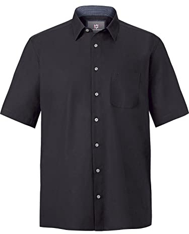 Jan Vanderstorm Herren Hemd Meino | Kurzarmhemd aus 100% Baumwolle | große Größen | einfarbiges Basic | Dank Easy-Care-Technologie Bügelfrei, große Größen L-7XL schwarz, 7XL (XXXXXXXL) - 55/56