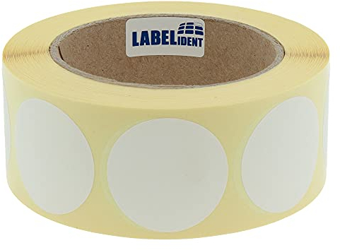 Markierungspunkte weiß - Ø 40 mm - 1.000 bunte Klebepunkte auf 1 Rolle(n), 40 mm Kern, Papier, Inventuretiketten selbstklebend