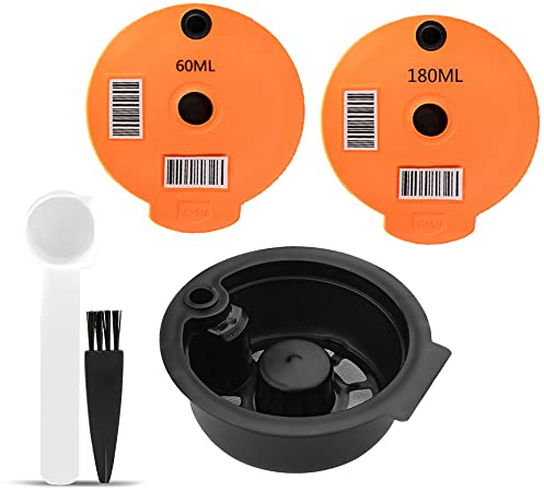 Cápsula de café reutilizable con 2 tapas (180 ml y 60 ml) para la serie Tassimo Bosch Vivy