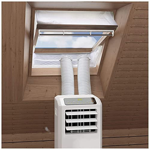 Centre Pivot Roof Window Seal Kit for Portable Air Conditioner and Tumble Dryer, Hot Air Stop Air Exchange Guards with Zip and Hook Tape for Single and Double Hose 230CM