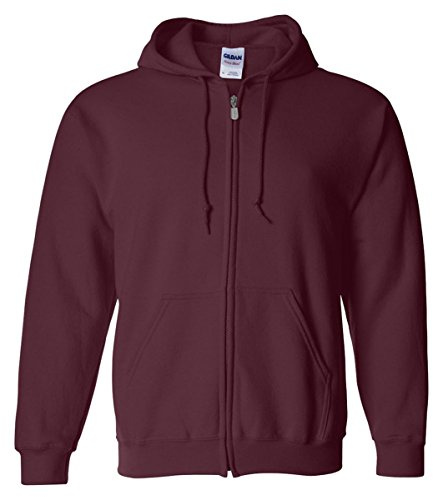 GILDAN Adult Fleece Zip Hooded Sweatshirt, Style G18600, Maroon, XXL