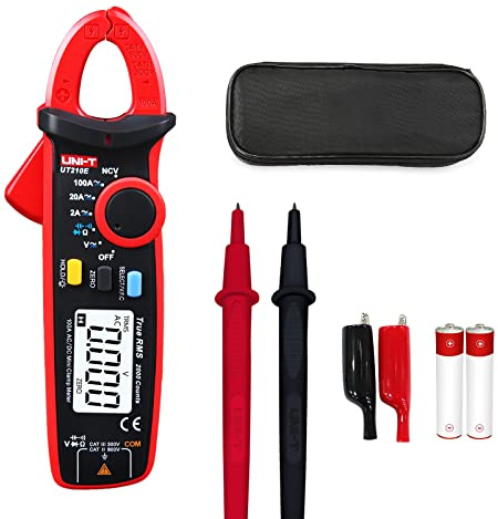 UNI-T UT210e Mini Clamp Meter & Alligator Electric Clips, AC/DC Amp Meter Clamp Multimeter True RMS 2000 Counts Voltage Tester Continuity Tester Capacitor HVAC Tool