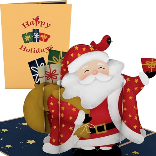Lovepop® Santa Claus 3D Pop-Up Karte Weihnachten Weihnachtskarte fröhlicher Weihnachtsmann | mit Versteckfach für Geldgeschenke & Gutscheine | inkl. Umschlag | Ausziehbare Notiz