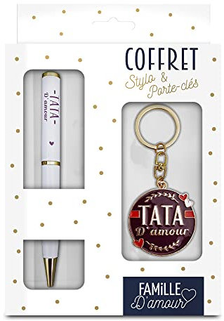 Coffret stylo et porte clés modèle Tata d'amour
