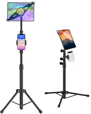 Stativ Tablet Ständer, Höhenverstellbar Tablet Halterung für iPad Pro 12.9/11/10.5/9.7, iPad Air, iPad Mini, iPad, Samsung Tab, Surface Pro, alle Tablet und Phones mit 9 bis 15 Zoll
