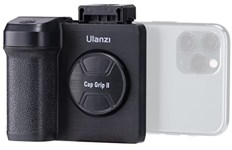 ULANZI CapGrip II Phone Holder - Black, Universal for All Smartphones up to 8.3 cm Wide, with Wireless Magnetic Trigger, Tripod Mount, Handy Mirror