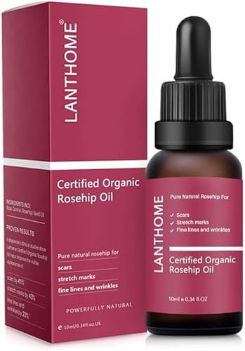 Rosehip Oil for Face, Certified Organic Rosehip Oil, use of Scars, Stretch Marks, Fine Lines adn Wrinkes, 10ml