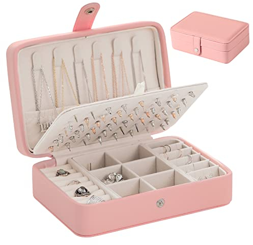 Owelth Reise Schmuckkästchen Klein, Schmuckaufbewahrung Reise für Damen PU-Leder, Mini Schmuckschatulle Schmuckkasten Mädchen Geschenk, Jewelry Organizer Reisen für Ringe, Ohrringe, Halskette