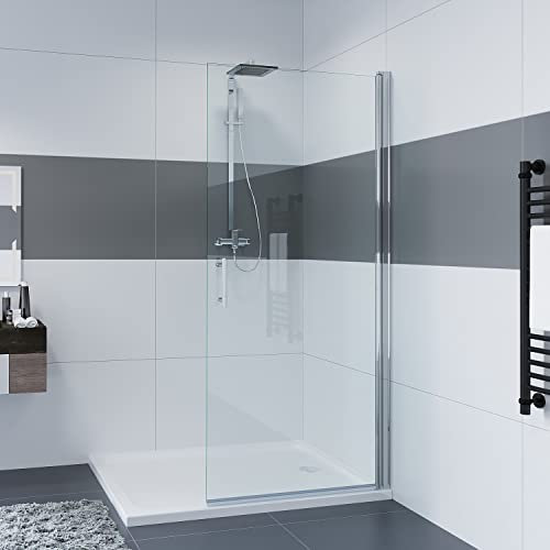 IMPTS Walk in Duschwand 90 x 185 cm Duschglaswand Dusche Glas Pendeltür Schwingtür Duschabtrennung Duschkabine, OHNE Duschwanne