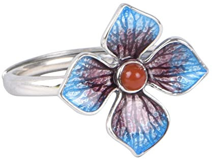 Beydodo Ring für Frauen Silber 925, Damen Ring Vintage Blume mit Rot Stein Silber Ring Personalisiert Freundschaftsring Verstellbar