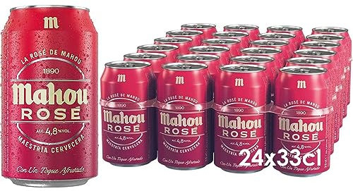 Mahou Rosè, Pack 24 Latas de 33 cl, Cerveza Con Toque Afrutado, Sabor Suave y Extra Refrescante, 4.8% Volumen de Alcohol