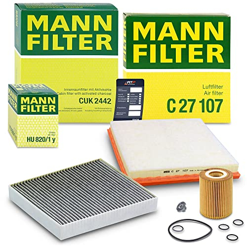MANN-FILTER Inspektionspaket Filterset 1x Ölfilter, 1x Luftfilter, 1x Innenraumfilter (Aktivkohlefilter), 1x Ölablassschraube mit Dichtring, 1x Ölwechselanhänger Kompatibel mit OPEL ASTRA J (P10),