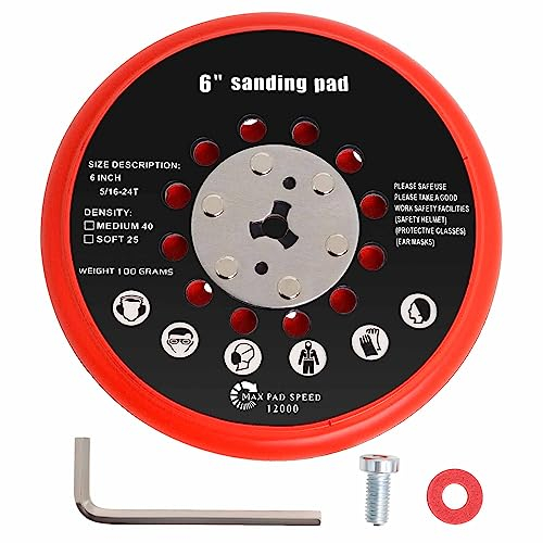 Schleifteller 150mm 72 Löcher Ersatzteil mit Hook und Loop Multihole Kompatibel mit Boschh RSM6045 GET 75-150 GEX 34-150 GEX 40-150 OE 2608900007 Exzenterschleifer mit Schlüssel von Poweka