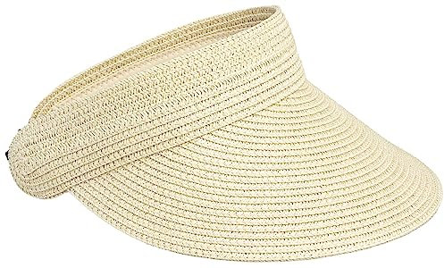 Caspar HT027 verstellbare leichte Damen Sommer Schirmmütze Sonnenvisor aus Toyo Stroh, Farbe:beige, Größe:One Size