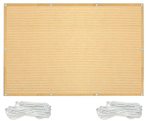 Sonnensegel Windschutz 5x9m Atmungsaktiv Wasserdurchlässig Sonnensegel Balkon mit Ösen für Terrasse, Garten, Balkon, Sandgelb