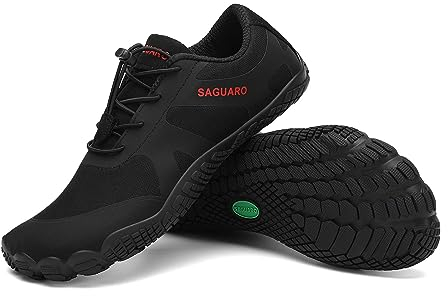 SAGUARO Barfußschuhe für Herren Barfuss Schuhe Damen Zehenschuhe Traillaufschuhe Wide Toe Box Fitnessschuhe Barefoot Shoes Mit Zero-Drop Solhe Tief Schwarz,Gr.39