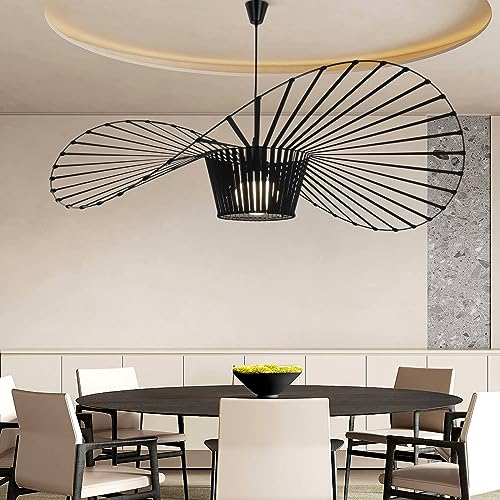 Glitzerlife Hängelampe E27 Hängeleuchte Schwarz - Pendelleuchte Vintage 140CM Pendellampe Retro Höhenverstellbar Kronleuchter Esszimmerlampe Wohnzimmer Küche Esstisch Ohne Leuchtmittel