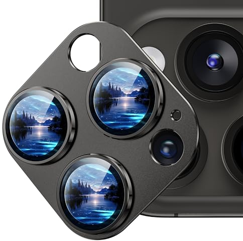 WSKEN Matte Kameraschutz für iPhone 15 Pro Max /15 Pro - 9H Härte Kratzfest Blasenfrei,HD Gehärtetes Kamera Metallglas Panzer Schutz Glas Displayschutz Folie,Handyhülle Freundlich,Black Titanium