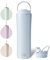BOTTLE BOTTLE Insulated Coffee Cup with Dual-use Lid and Straw 700ml(24oz) Reusable Iced Travel Mug for Woman and Man Stainless Steel Tumbler with Handle（Light Blue)