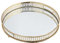 Metall Serving Tablett Gold Serviertablett mit Spiegel Glas Dekoratives Butler-Tablett Servierplatte für Essen Getränke Schmuck Schlüssel zu Hause (Rund,32cm)