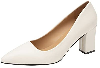 Scarpe Eleganti Donna Sexy Comodi con Tacco Scarpe Tacco Sposa Pianta Larga Cerimonia Tacchi Casual Chiusi Davanti Scarpe Cerimonia Tacco Basso Pelle Decollete
